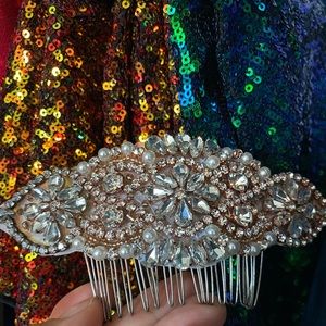 Bridal wedding hair piece rose gold